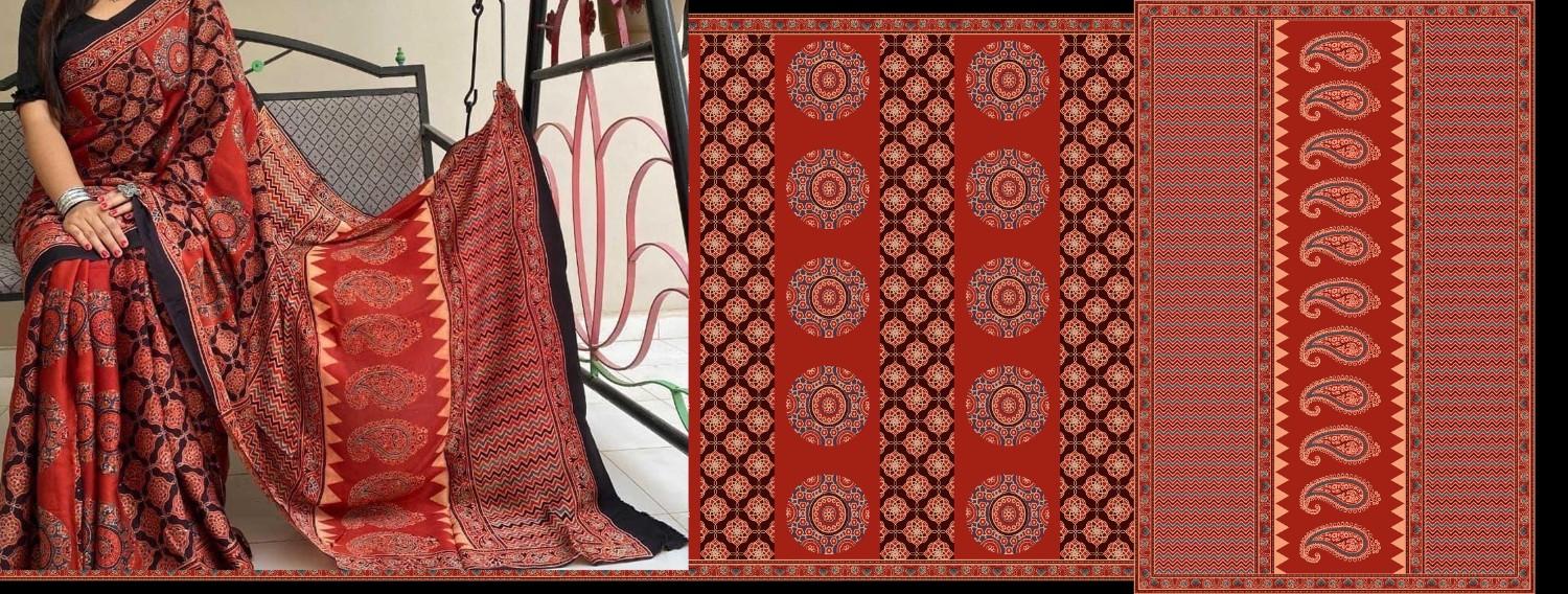 Ajrak-Batik-saree-design