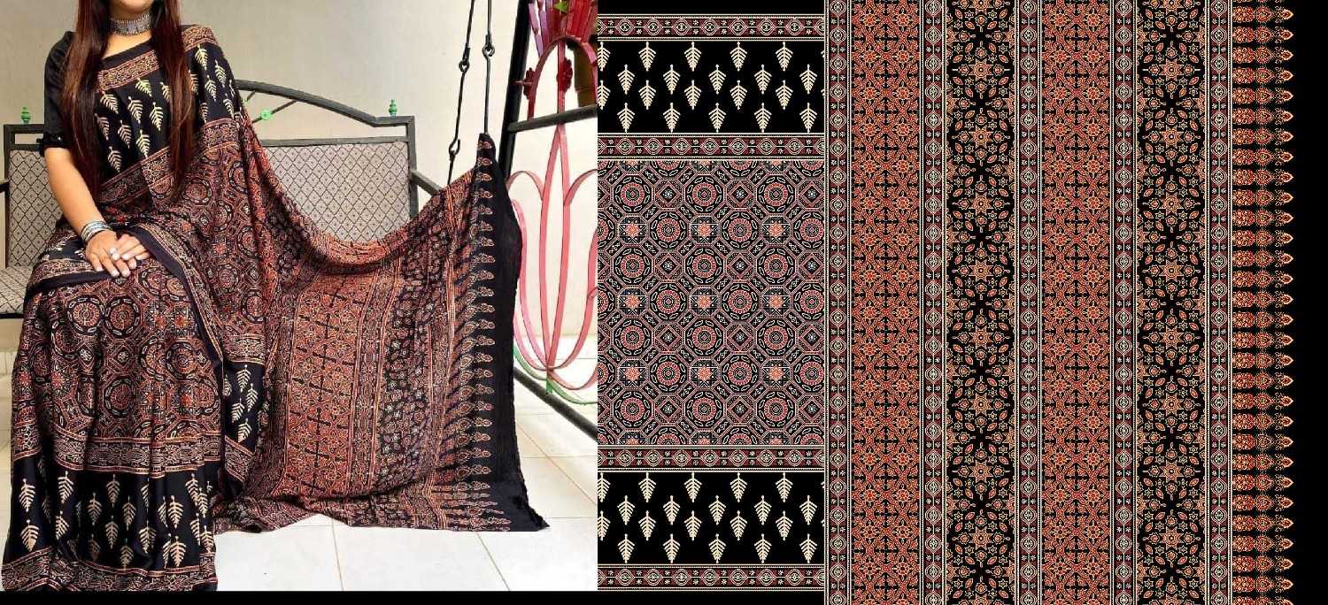 Ajrak-Batik-saree-design