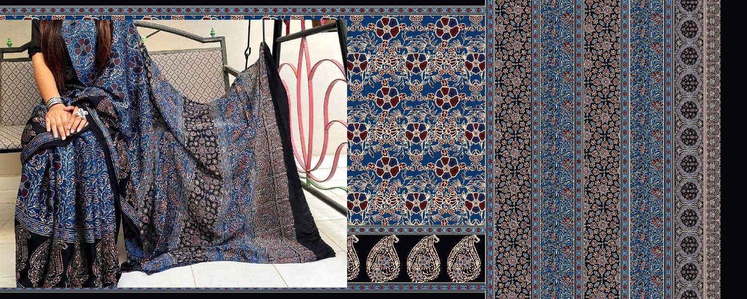Ajrak-Batik-saree-design