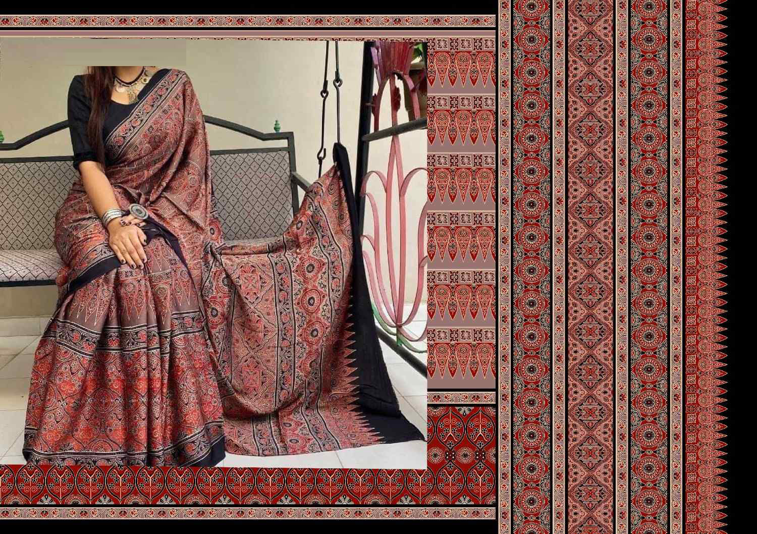 Ajrak-Batik-saree-design