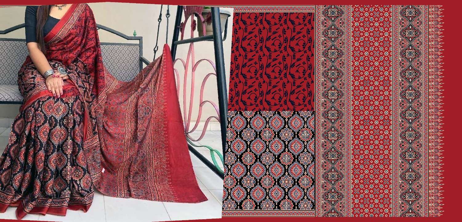 Ajrak-Batik-saree-design