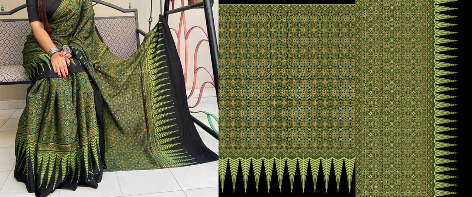 Ajrak-Batik-saree-design