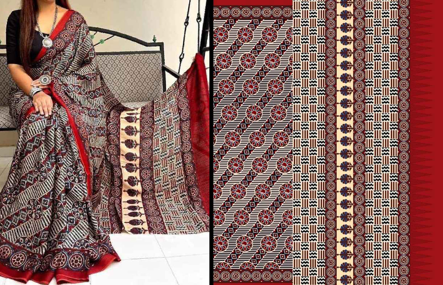 Ajrak-Batik-saree-design