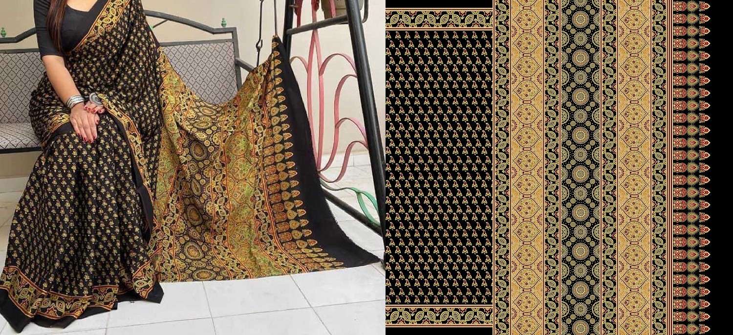 Ajrak-Batik-saree-design