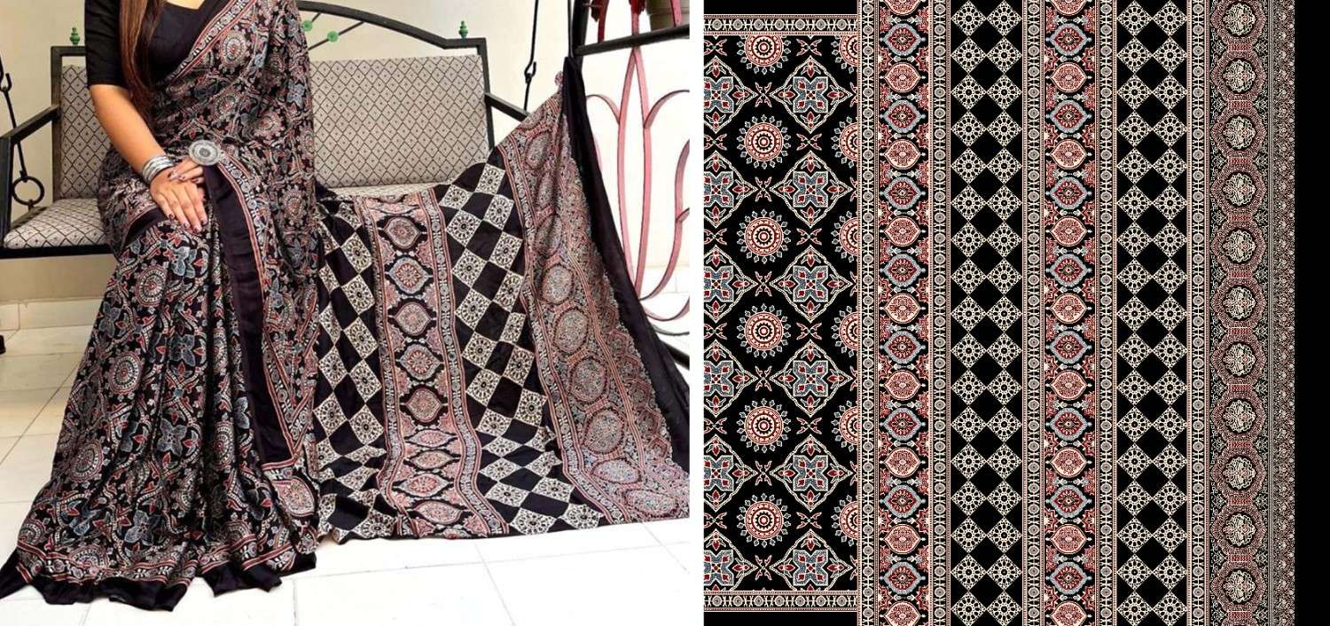 Ajrak-Batik-saree-design
