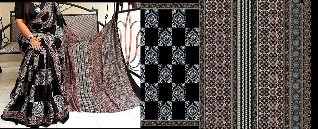 Ajrak-Batik-saree-design