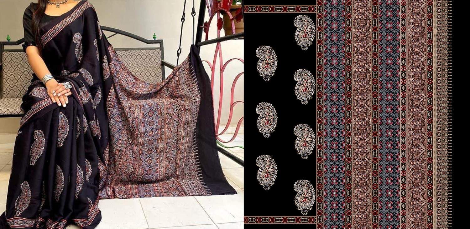 Ajrak-Batik-saree-design