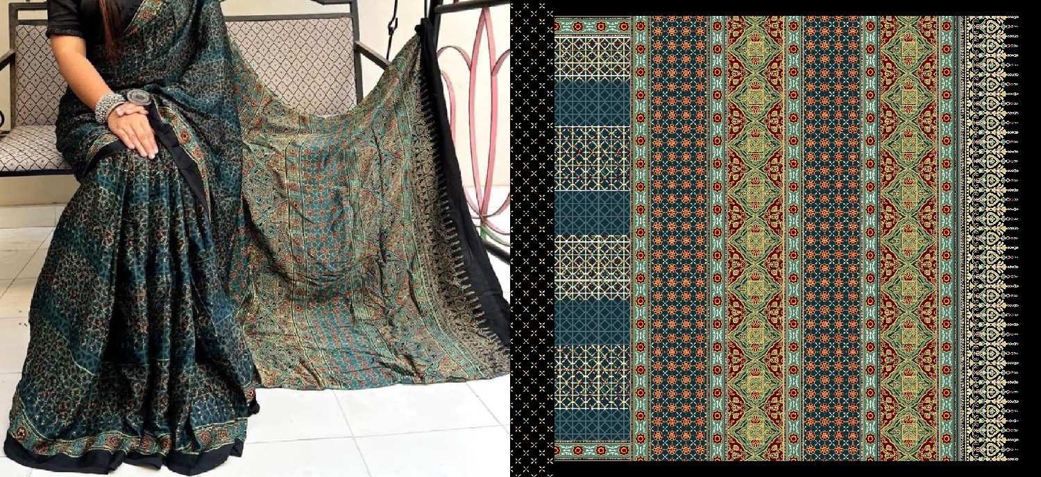 Ajrak-Batik-saree-design