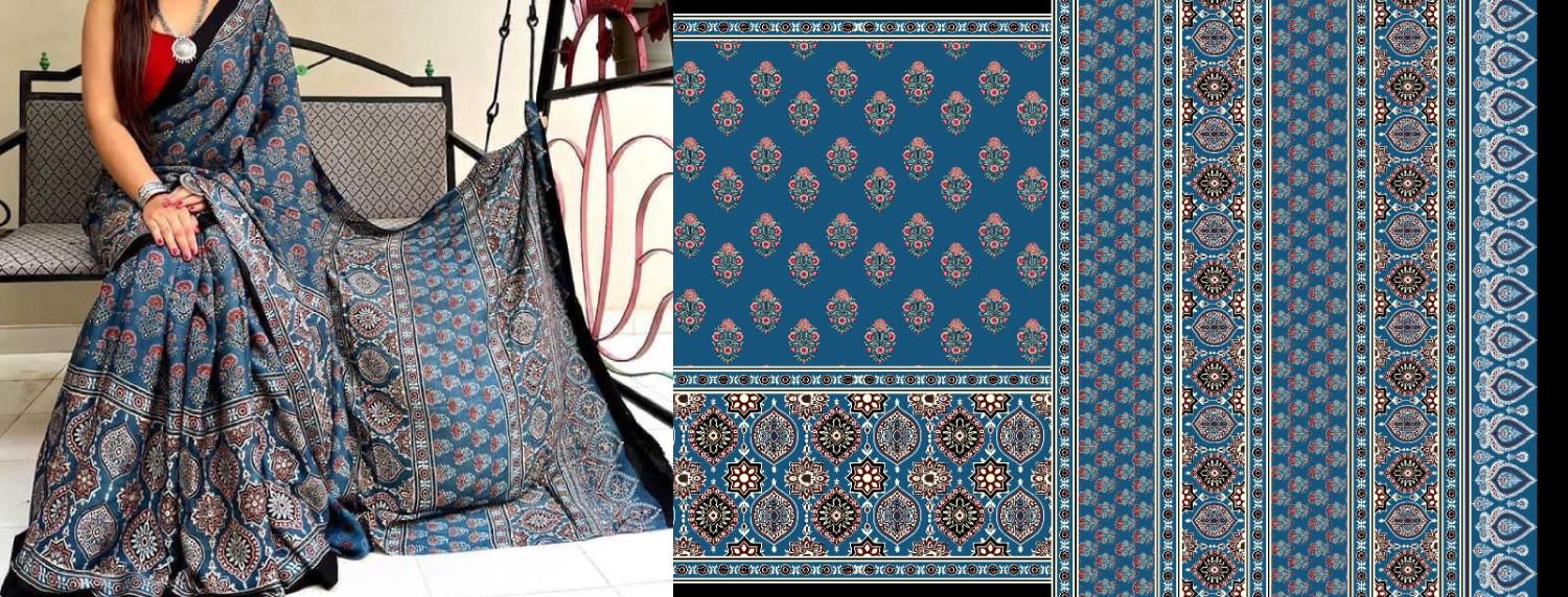 Ajrak-Batik-saree-design