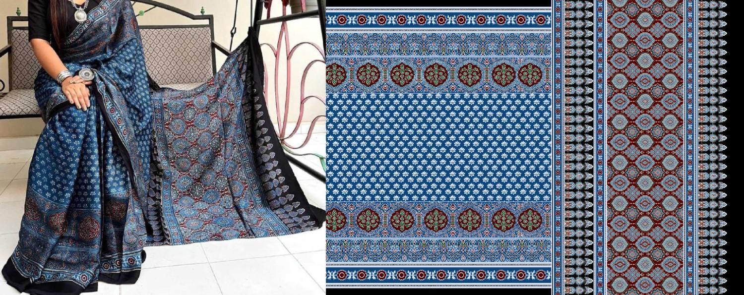 Ajrak-batik-saree-design